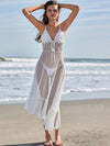 ZASUWA Female Sexy Fishnet Flower V-neck Swimwear Cover Dress Without Bikini