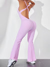 ZASUWA Female Cross Back Scrunch Bum Flare Ribbed Jumpsuit