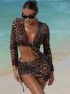 ZASUWA Female Sexy Leopard Print Mesh 4-Pieces Bikini Set