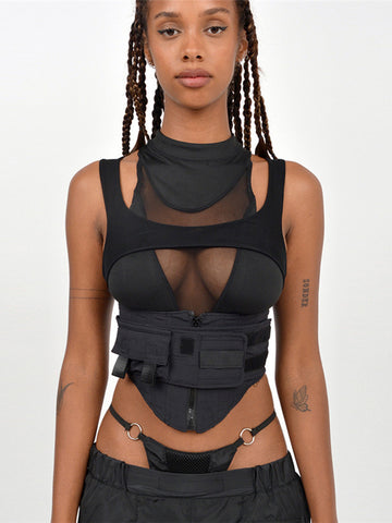 ZASUWA Female Sexy Hollow Out Mesh Splicing Sports Bras