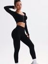 ZASUWA Female Ribbed Zipper Solid Color Tracksuit