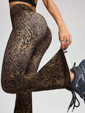 ZASUWA Female Sexy Leopard Print Flare Leggings