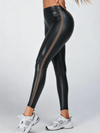 🖤ZASUWA Female Faux Leather Mesh Stripes Leggings