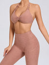 ZASUWA Female Deep V Back Pocket Scrunch Bum Halter Backless Tracksuit