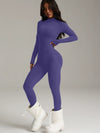 ZASUWA Female Sexy Solid Color Zipper Fleece Jumpsuit