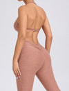 ZASUWA Female Deep V Back Pocket Scrunch Bum Halter Backless Tracksuit