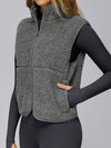ZASUWA Female Fleece Zipper Pocket Stand Up Collar Vest Jacket