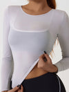 ZASUWA Female Sexy Ventilation Sheer Airy Thin and Light Mesh Elastic Tight Long Sleeves