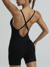 ZASUWA Female Cross Back Adjustable Shoulder Straps Deep V Hollow Out Scrunch Bum Romper