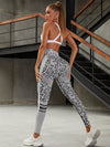 ZASUWA Female Leopard Scrunch Bum Quick-dry Twist Cross Back Tracksuit