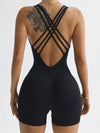 ZASUWA Female Sexy Cross Back Scrunch Bum Backless Romper