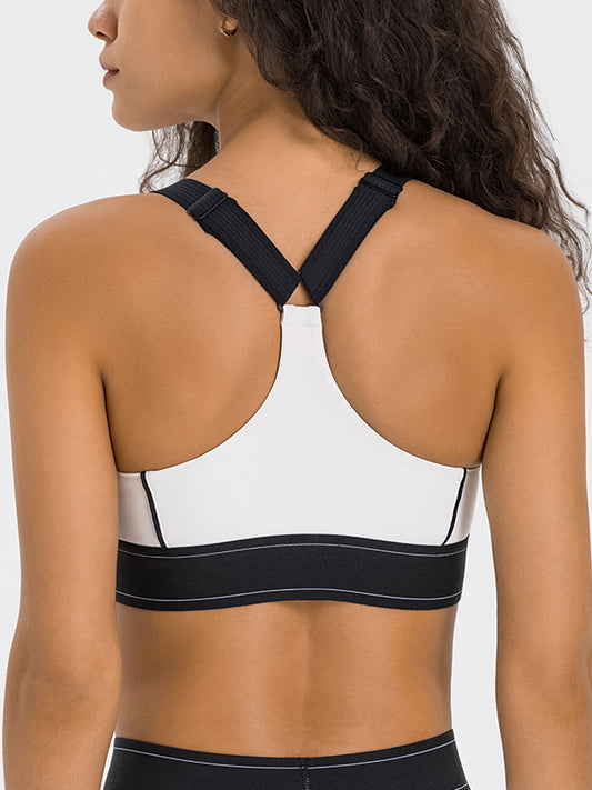 ZASUWA Female Contrast Color Adjustable Strap with Chest Pads Sports Bras