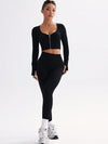 ZASUWA Female Ribbed Zipper Solid Color Tracksuit