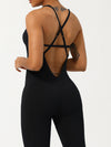 ZASUWA Female Cross Back Hollow Out Adjustable Strap Backless Corset Quick Dry Jumpsuit