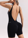 ZASUWA Female Backless Stripes Stitch Deep V Back Push Up Design Elastic Tight Romper