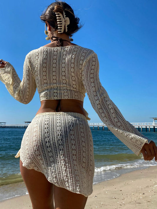 ZASUWA Female Sexy Lace Fishnet 4-pieces Bikini Set