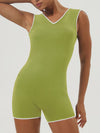 ZASUWA Female Contrast Color V-neck Backless with Chest Pads Romper