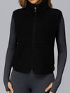 ZASUWA Female Fleece Zipper Pocket Stand Up Collar Vest Jacket