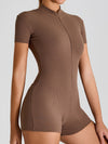 ZASUWA Female Seamless Ribbed Zipper Elastic Tight Romper