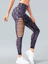 ZASUWA Female Snake Print Hollow Out High-waisted Seamless Leggings