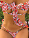 ZASUWA Female Sexy Solid Color Bow-knot Cute Print Bikini Set
