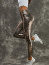 ZASUWA Female PU Faux Leather Snake Print Leggings