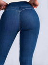 ZASUWA Female Denim Elastic Tight Pocket Cargo Leggings