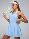 ZASUWA Female V Collar Backless Halter Short Dress