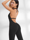 ZASUWA Female Deep V-neck Halter Scrunch Bum Jumpsuit