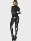ZASUWA Female Zipper Glossy PU Faux Leather Jumpsuit
