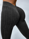 ZASUWA Female V-shaped Waist Ribbed High-waisted Hip-lift Scrunch Bum Leggings