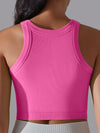 ZASUWA Female Solid Color Ribbed Elastic Tight Round Neck Tank