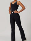 ZASUWA Female Contrast Color Deep V Collar Backless Flare Tracksuit