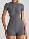 ZASUWA Female Seamless Ribbed Zipper Elastic Tight Romper