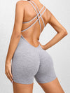 ZASUWA Female Solid Color Push Up Design Cross Back Quick Dry Scrunch Bum Romper