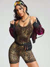 ZASUWA Female Sexy Leopard Print U Collar Backless Romper