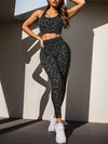 ZASUWA Female Leopard Print U Collar High-waisted Hip-lift Scrunch Bum Tracksuit