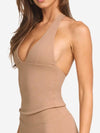 ZASUWA Female Solid Color V-neck Halter Backless with Chest Pads Quick Dry Tank