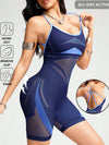 ZASUWA Female Contrast Color Net Cross Back Push Up Design Elastic Tight Romper