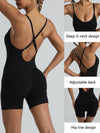 ZASUWA Female Cross Back Adjustable Shoulder Straps Deep V Hollow Out Scrunch Bum Romper