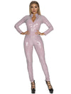 ZASUWA Female Zipper Glossy PU Faux Leather Jumpsuit