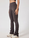 ZASUWA Female Solid Color Flare Folds High-rise Leggings