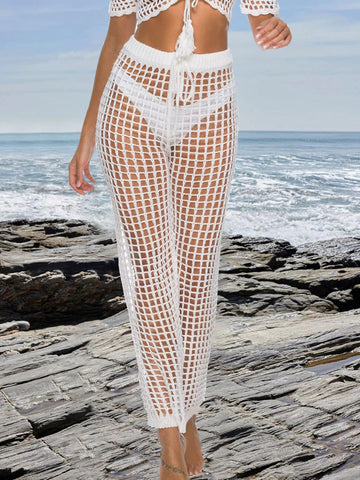 ZASUWA Female Fishnet Hollow Out Beach Pants Swimwear Cover-up Without Bikini Set