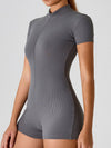 ZASUWA Female Seamless Ribbed Zipper Elastic Tight Romper