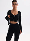 ZASUWA Female Ribbed Zipper Solid Color Tracksuit