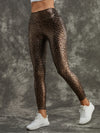 ZASUWA Female PU Faux Leather Snake Print Leggings