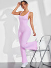 ZASUWA Female Cross Back Scrunch Bum Flare Ribbed Jumpsuit