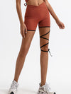 ZASUWA Female Contrast Color Lace-up Quick Dry Elastic Tight High-rise Shorts