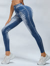 ZASUWA Female Deep V Back Denim Scrunch Bum Leggings