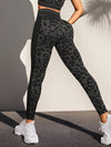 ZASUWA Female Leopard Print U Collar High-waisted Hip-lift Scrunch Bum Tracksuit